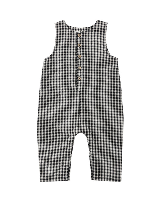Button Jumpsuit- Black Check