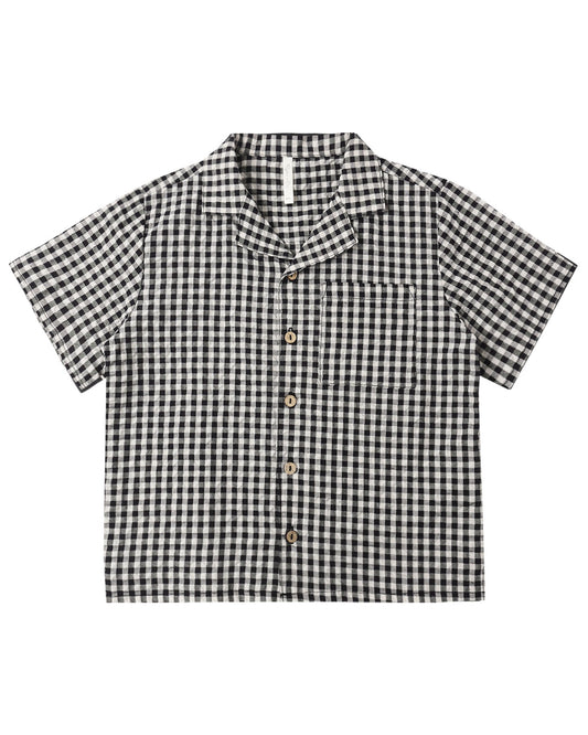 Lapel Collard Shirt- Black Check