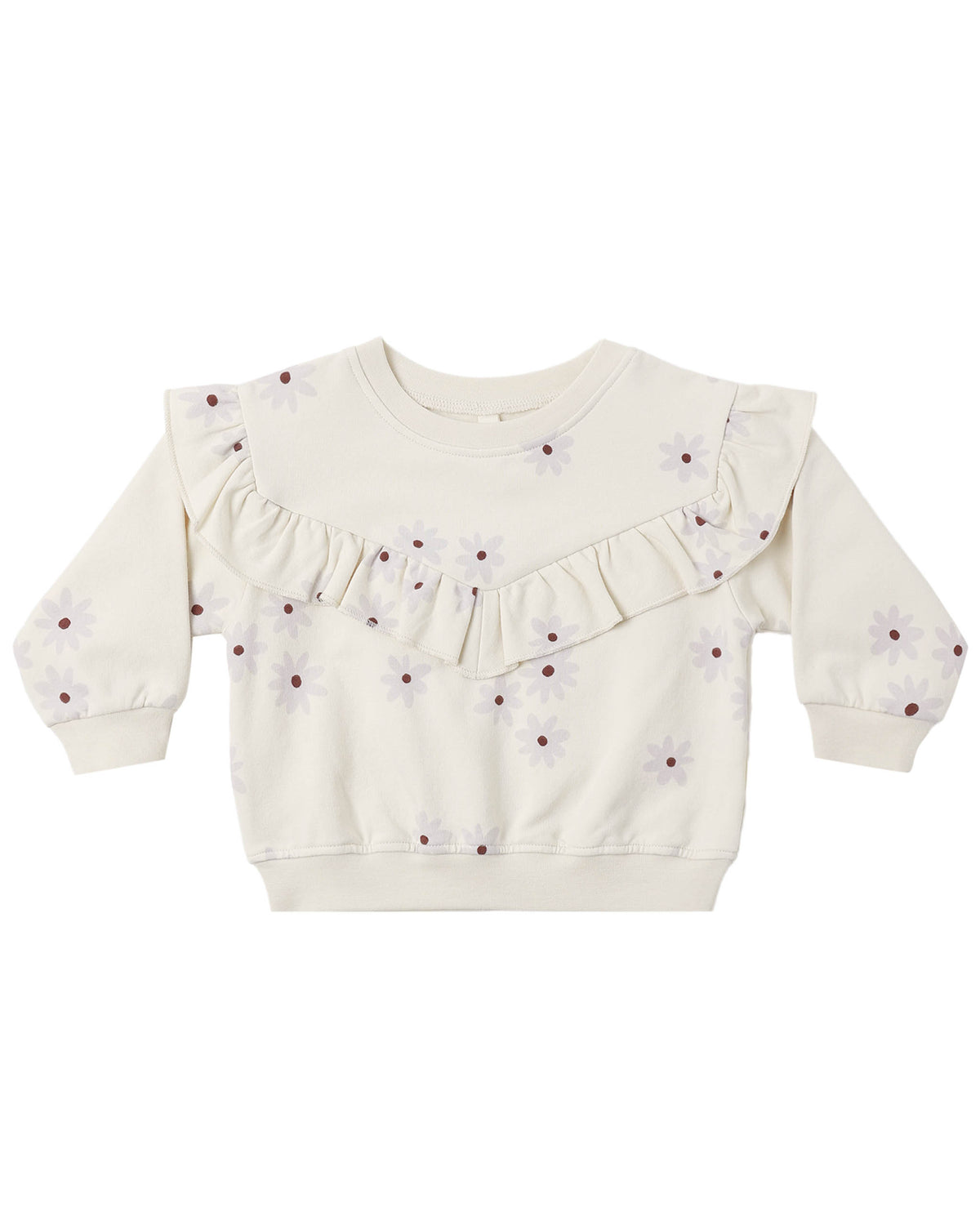 Ruffle Fleece Sweatshirt- Blue Daisy