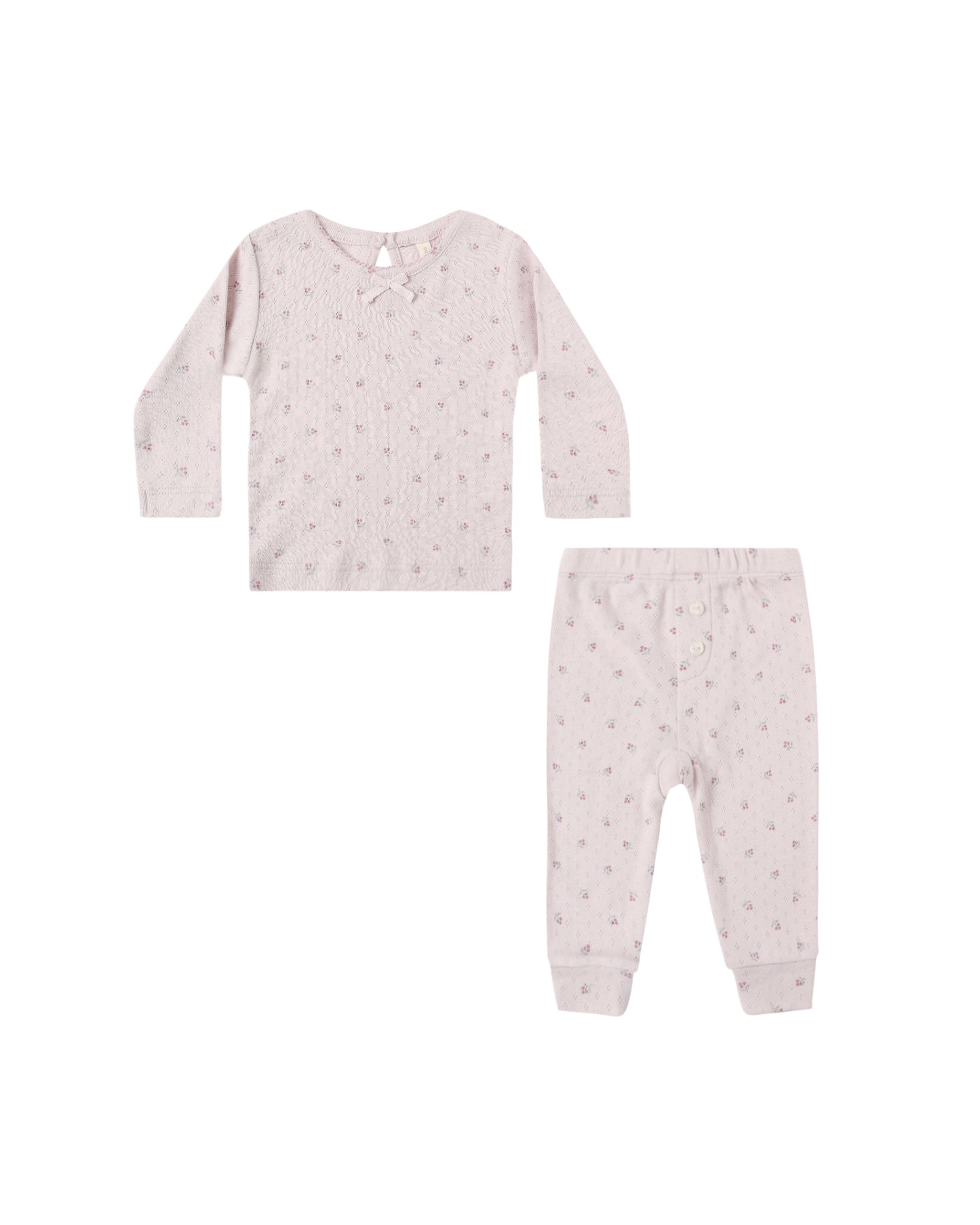 Pointelle Long Sleeve Tee + Legging- Lilac Ditsy