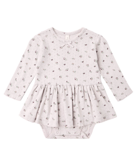 Pointelle Skirted Bodysuit- Heart Ditsy