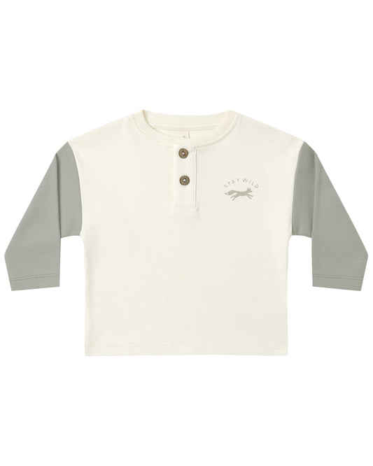 Long Sleeve Henley- Laurel