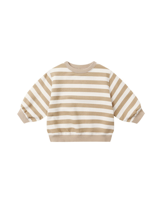 Oversized Crew Sweatshirt- Gold Stripe