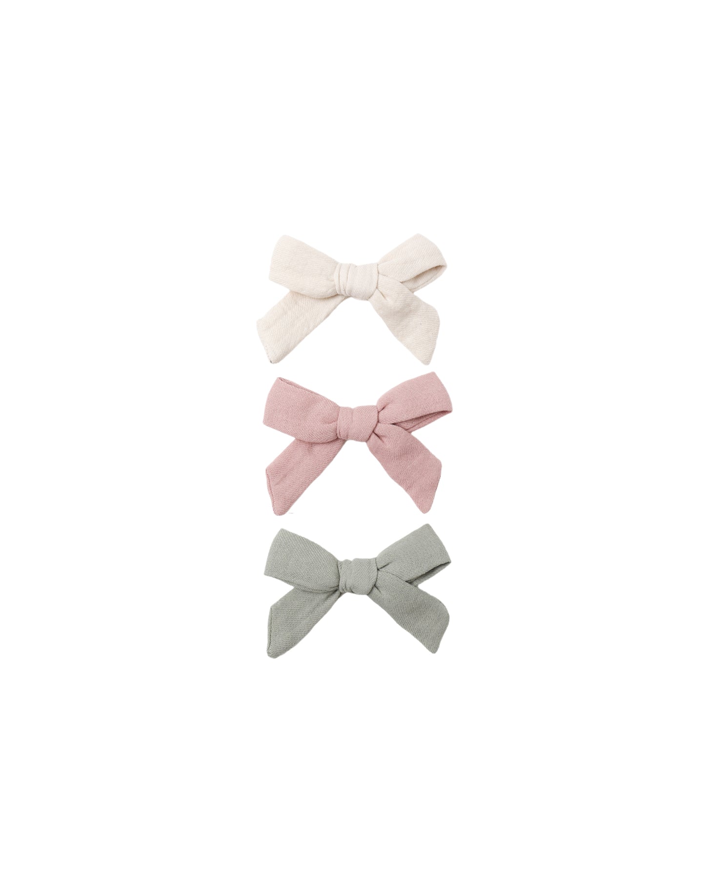 Bow with Clip- Set of 3- Natural, Fern, Rose