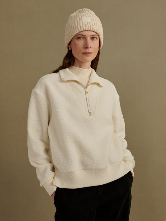 Jaylin Half-Zip Fleece- Egret