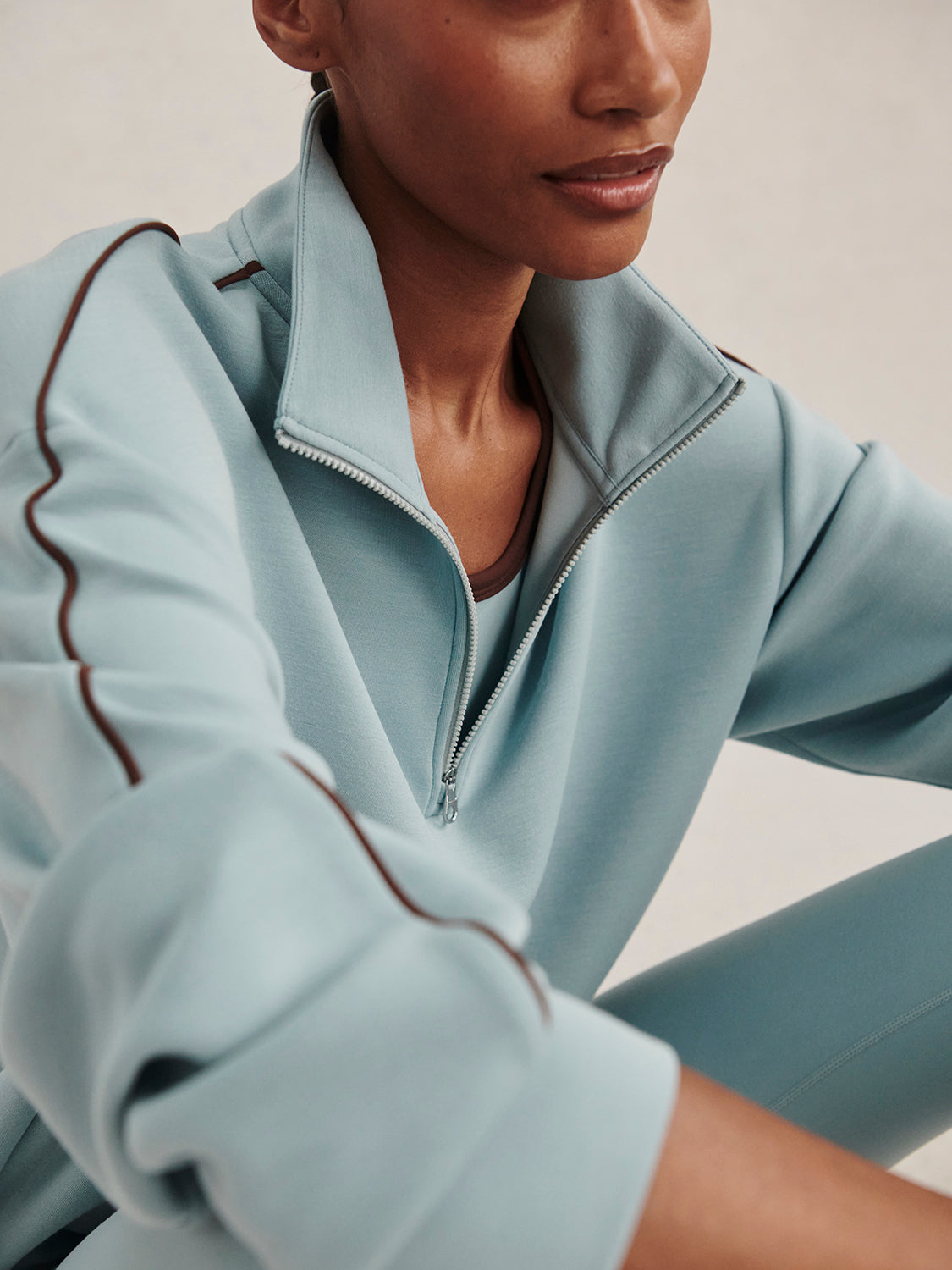Sian Cropped Half Zip Sweat- Tourmaline