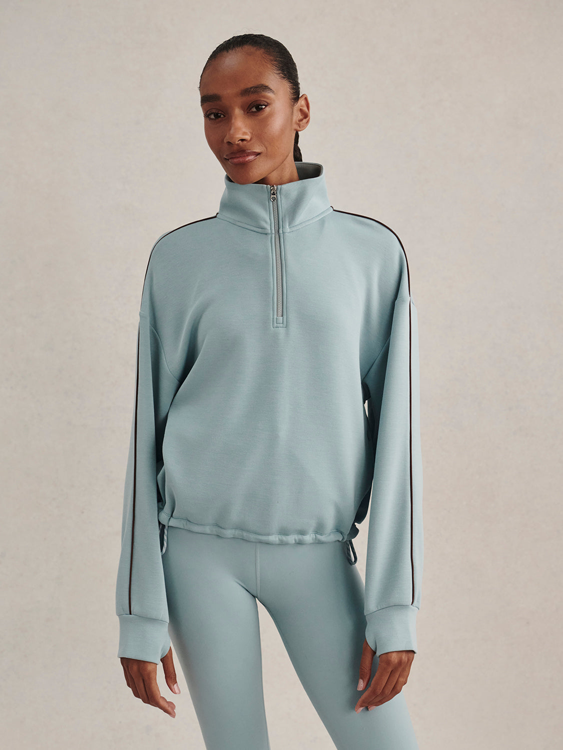 Sian Cropped Half Zip Sweat- Tourmaline
