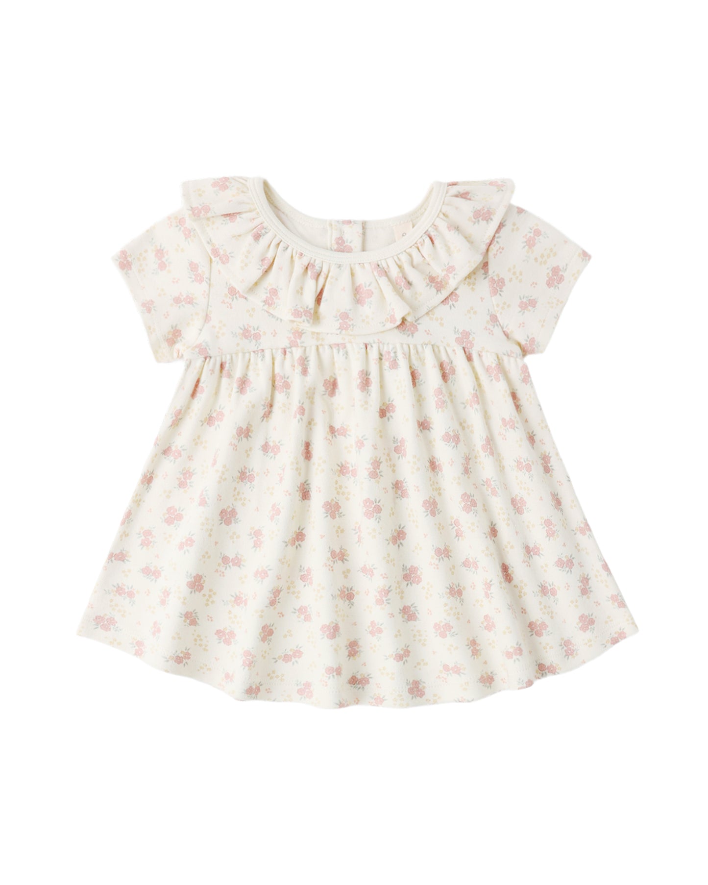 Ruffle Collar Jersey Dress- Flower Field