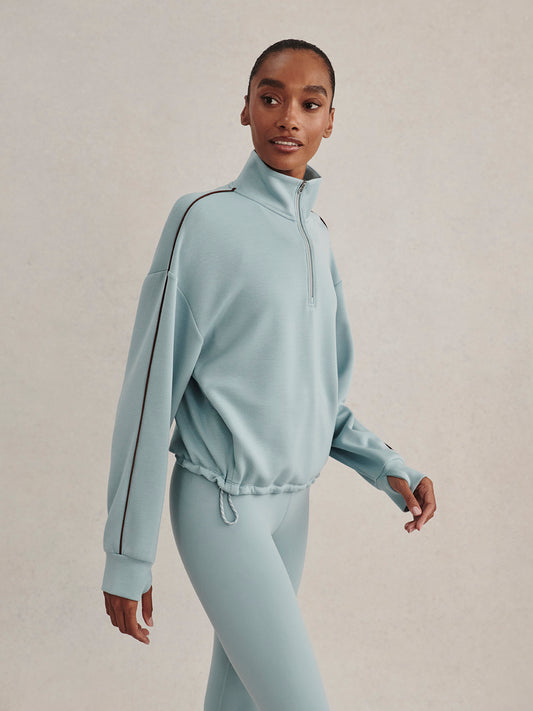 Sian Cropped Half Zip Sweat- Tourmaline