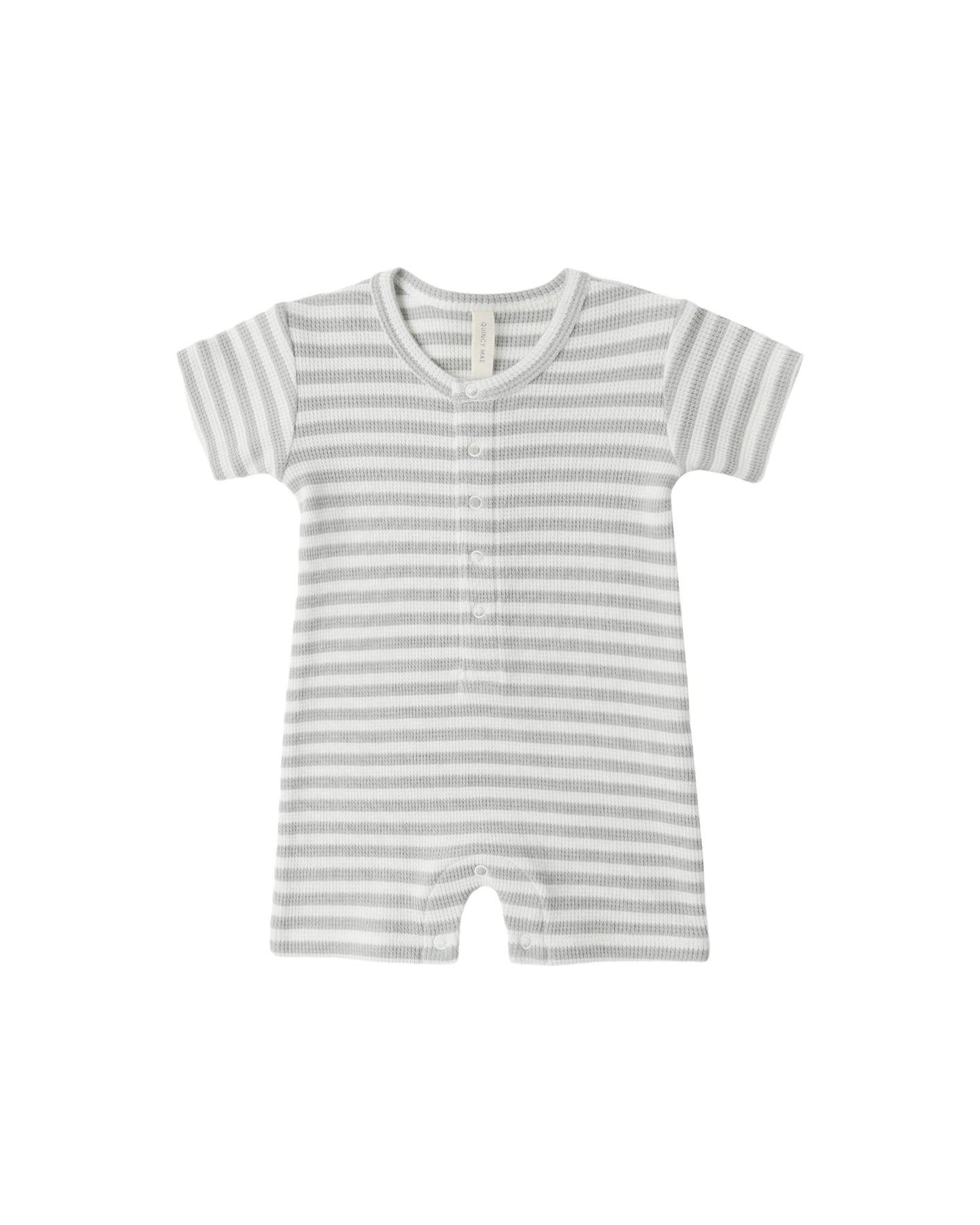 Waffle Snap Romper- Sage Stripe