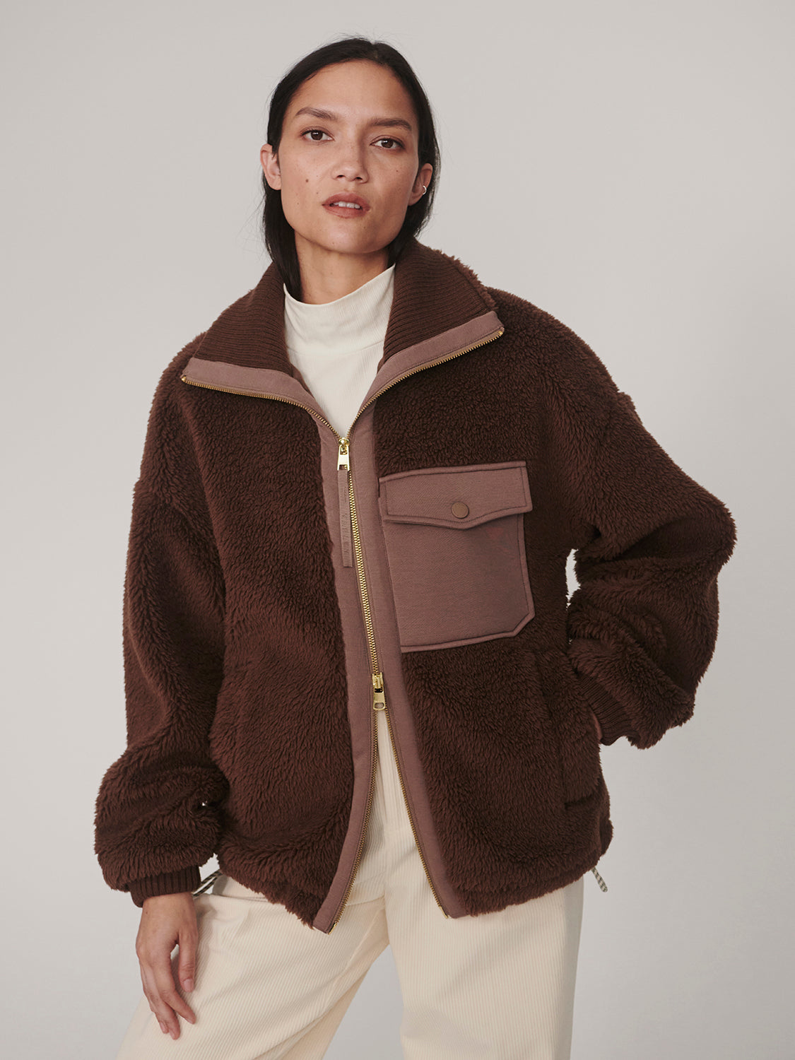Lowell Sherpa Jacket- Carafe