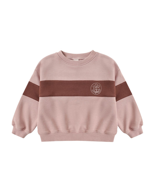 Panel Stripe Sweatshirt- Rosewood