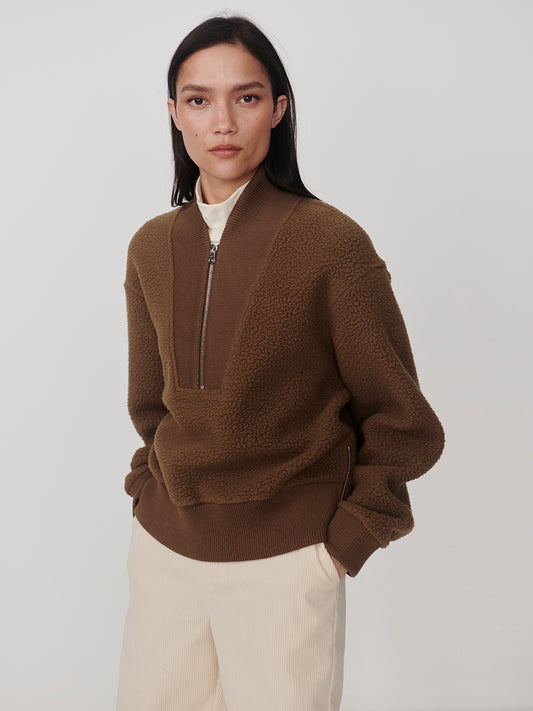 Mumford Fleece Half-Zip- Teak Olive