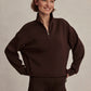 Sian Cropped Half Zip Sweat- Coffee Bean