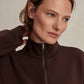 Sian Cropped Half Zip Sweat- Coffee Bean