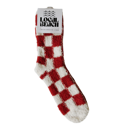 Checker Cozy Socks- Red