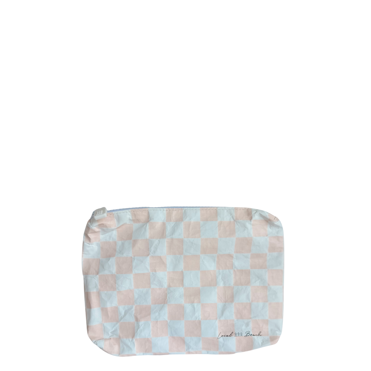 Water Resistant Pouch- Blush Pink Checker- Small