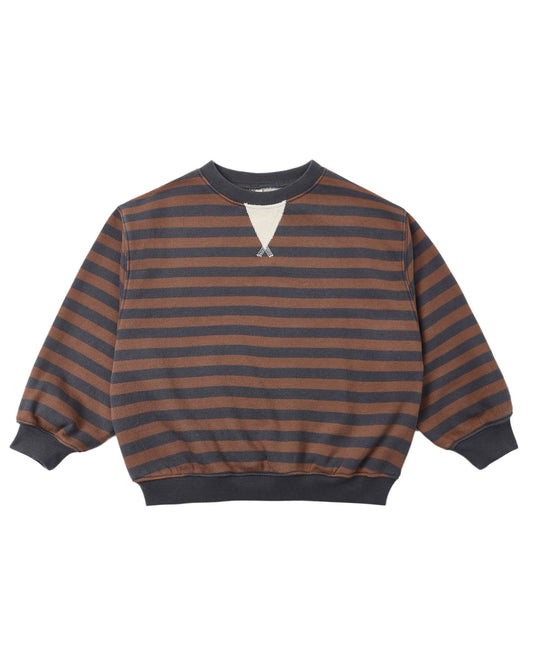 Oversized Crew- Mulberry Stripe