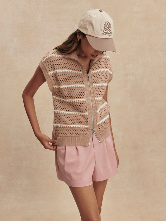 Haney Zip Through Knit- Light Taupe