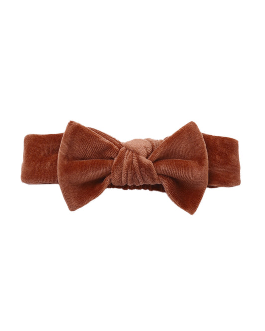 Velour Bow Headband- Redwood