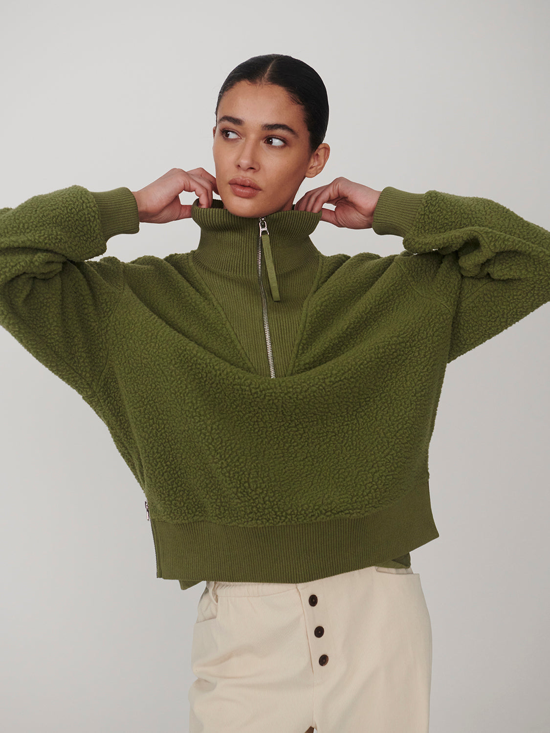 Jaylin Half-Zip Fleece- Loden Green
