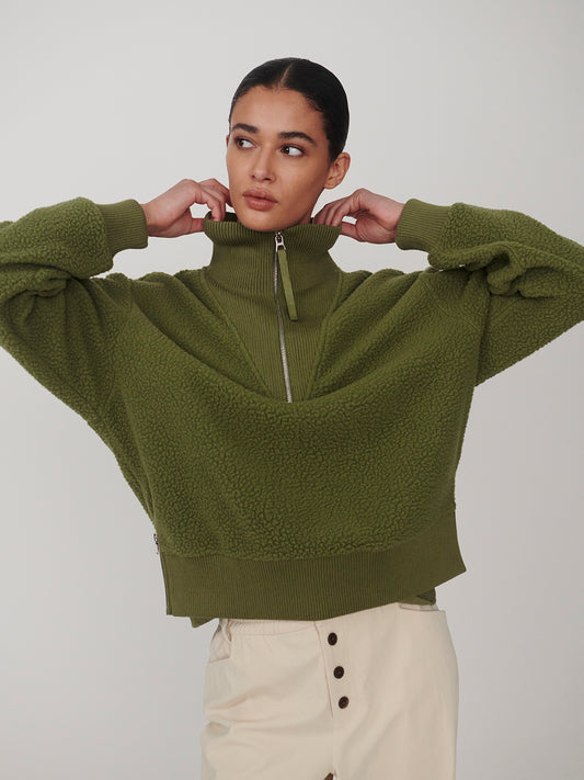 Jaylin Half-Zip Fleece- Loden Green