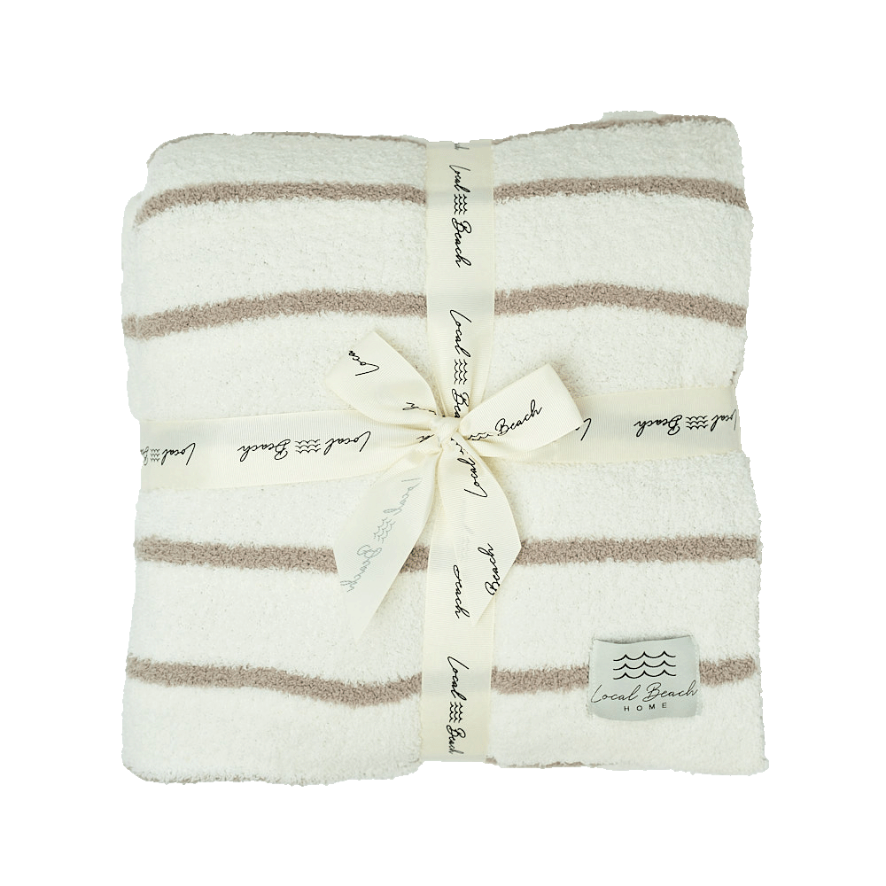 Striped Luxe Home Blanket- Taupe