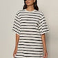 Belle Tee Stripe Dress Chalk/ Black Stripe