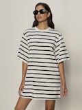 Belle Tee Stripe Dress Chalk/ Black Stripe