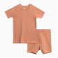 Ribbed Short Sleeve Pajamas- Salmon - Lulie