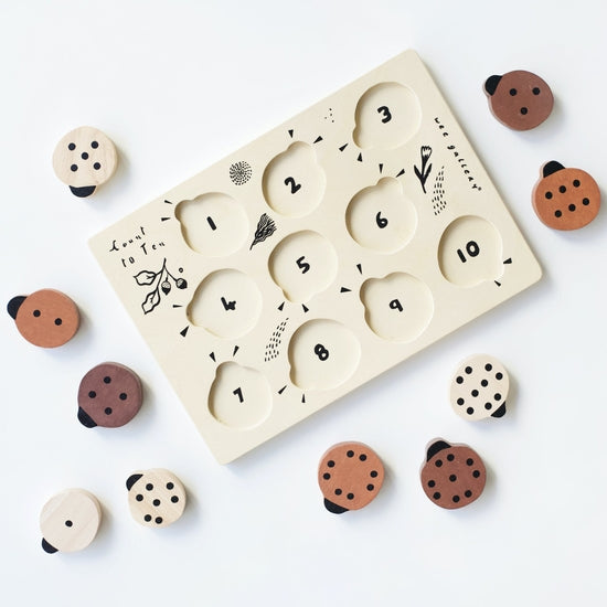 Wooden Tray Puzzle- Count to 10 Ladybugs - Lulie