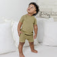 Ribbed Short Sleeve Pajamas- Herb - Lulie