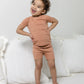 Ribbed Short Sleeve Pajamas- Salmon - Lulie