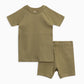 Ribbed Short Sleeve Pajamas- Herb - Lulie