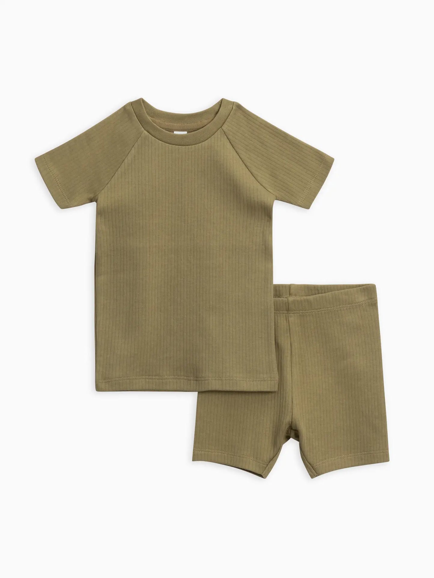 Ribbed Short Sleeve Pajamas- Herb - Lulie