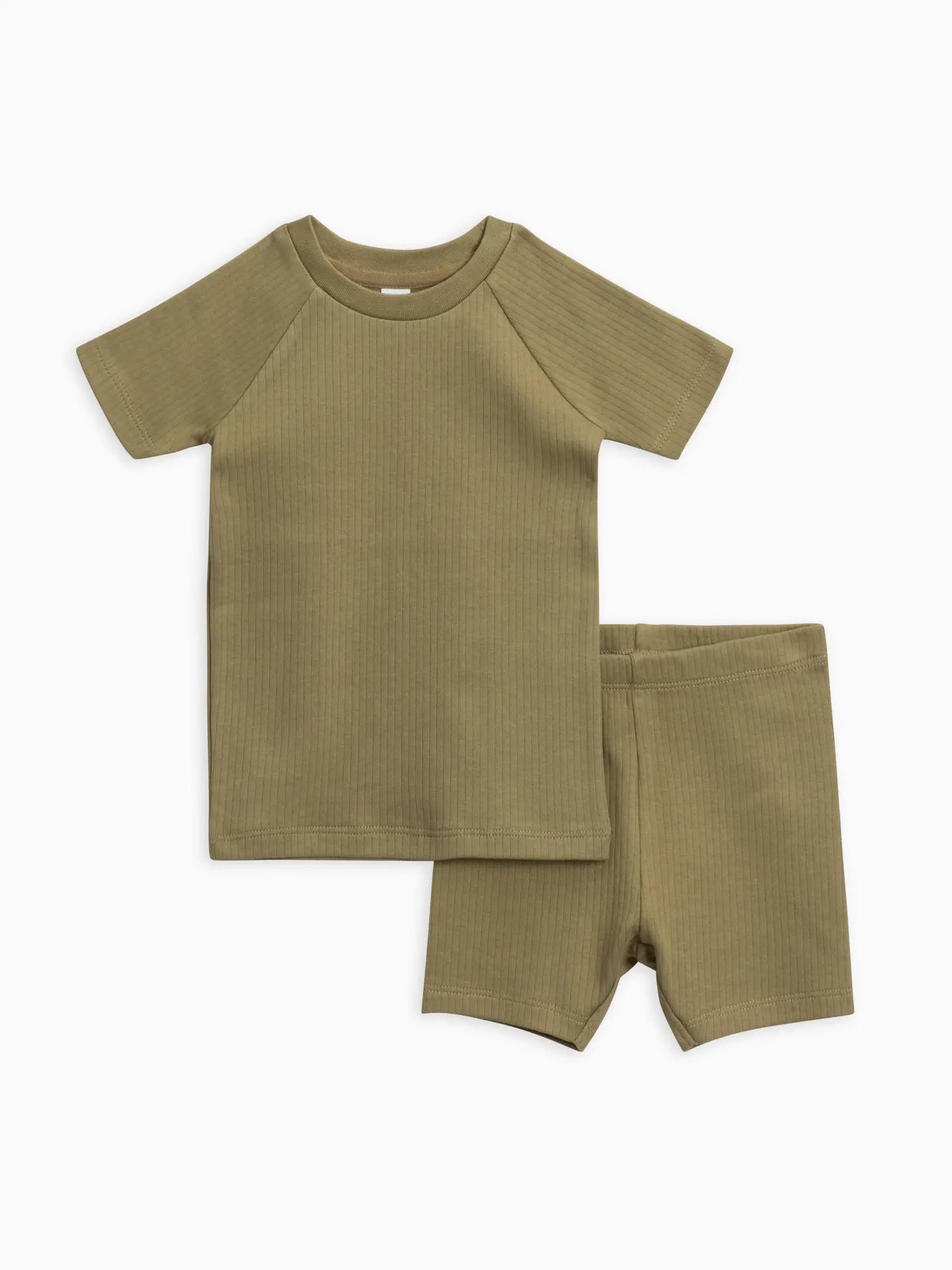 Ribbed Short Sleeve Pajamas- Herb - Lulie