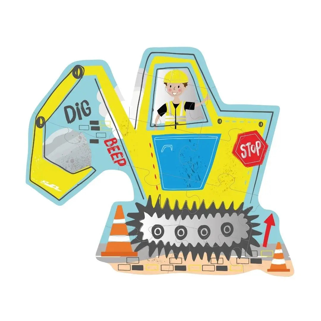 Digger 12pc Shaped Jigsaw with Shaped Box - Lulie