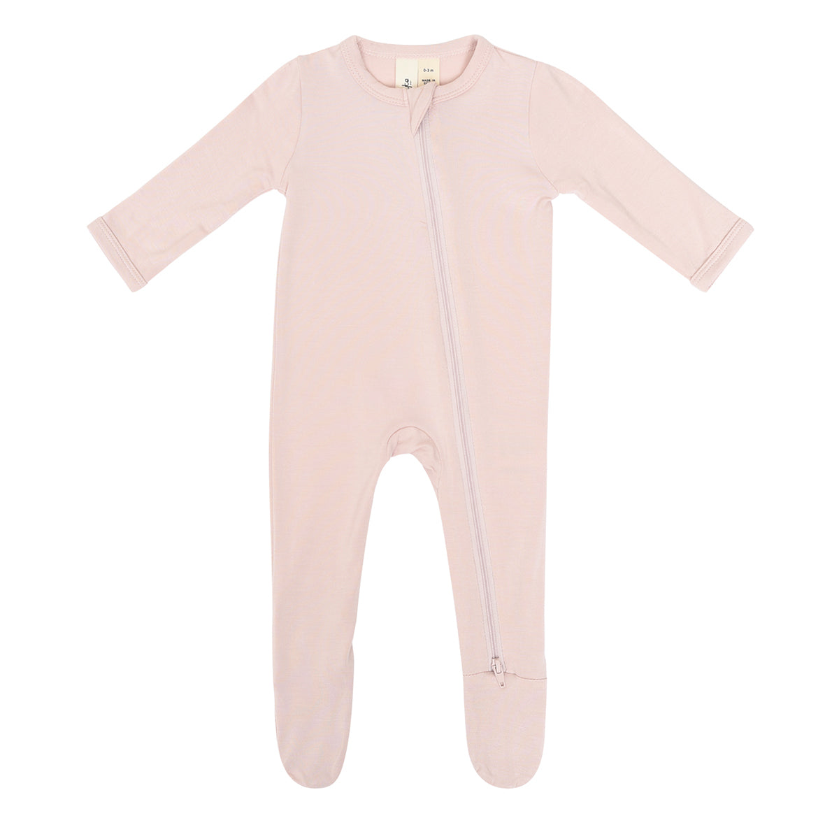 kyte zippered footie blush pink