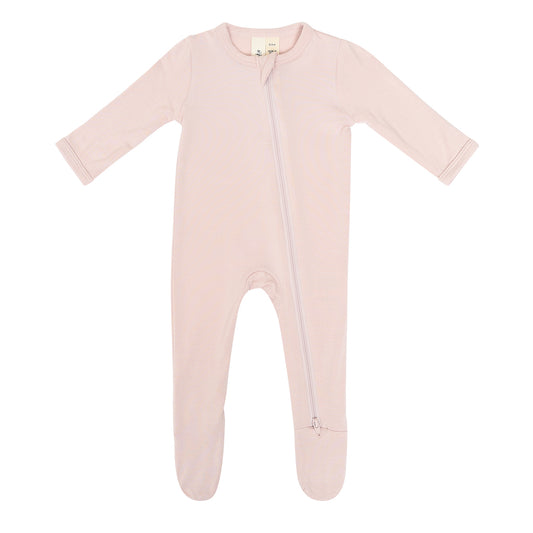 kyte zippered footie blush pink