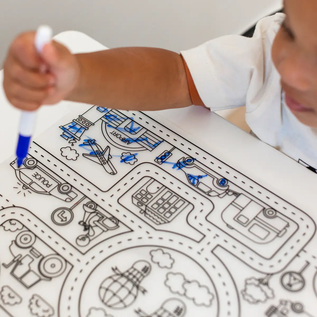 Reusable Coloring Tablemat - Road Map - Lulie
