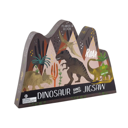 Dino 80pc "Dino" Shaped Jigsaw with Shaped Box - Lulie