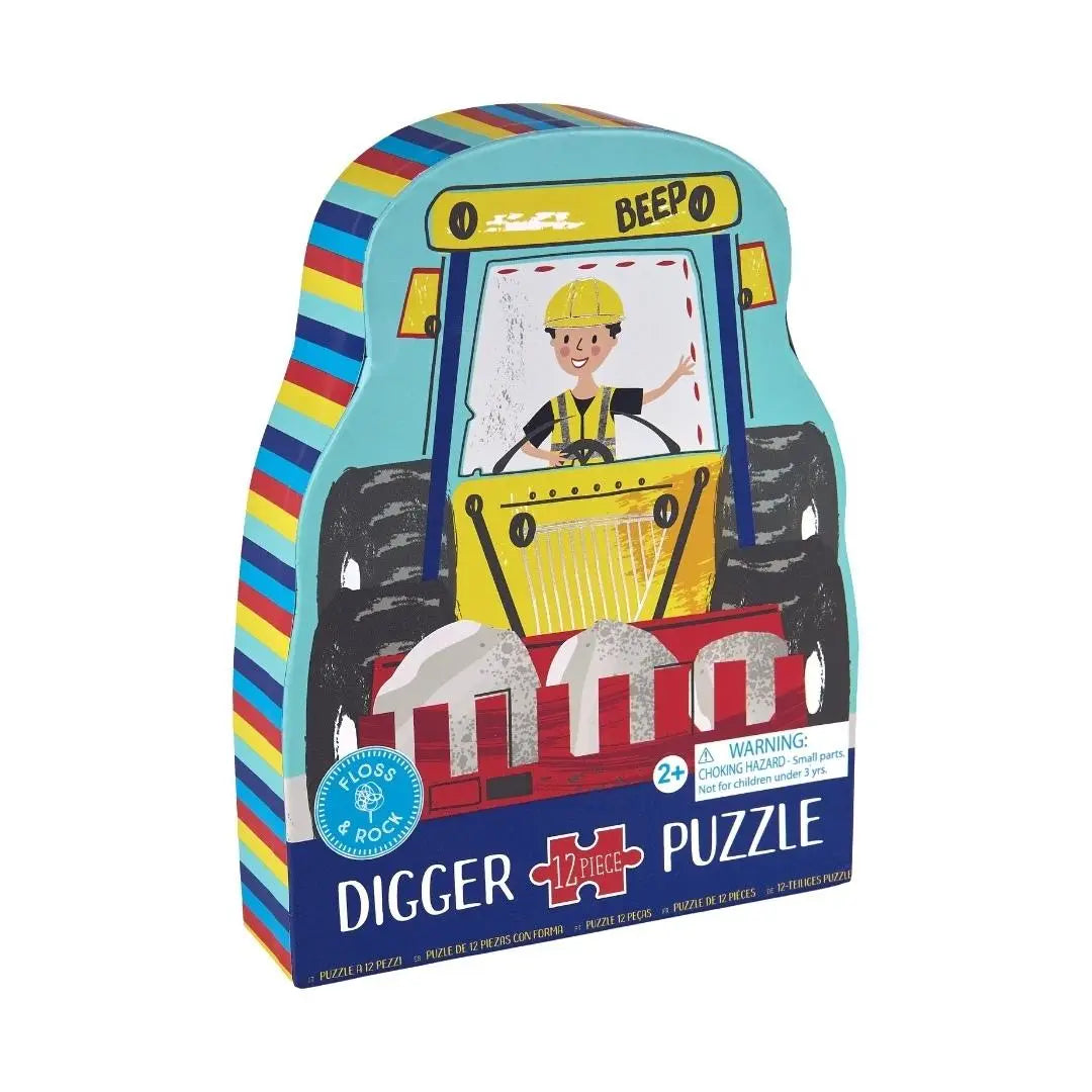 Digger 12pc Shaped Jigsaw with Shaped Box - Lulie
