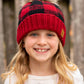 red buffalo plaid knit kids beanie