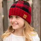 Kids Knit Beanie - Red Buffalo Plaid