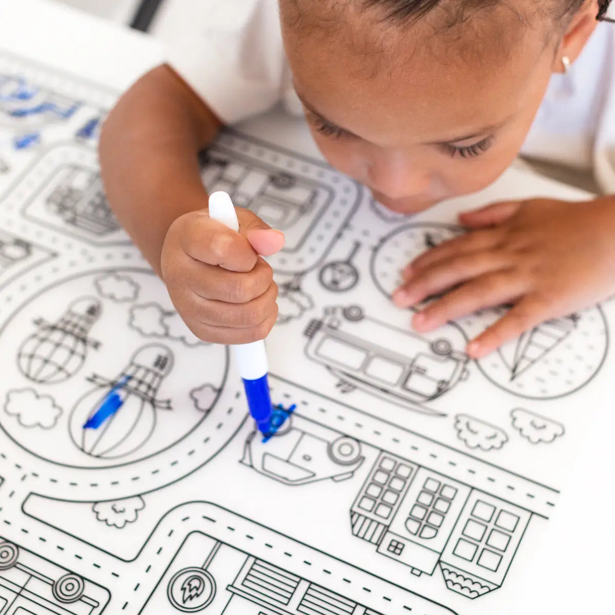 Reusable Coloring Tablemat - Road Map - Lulie