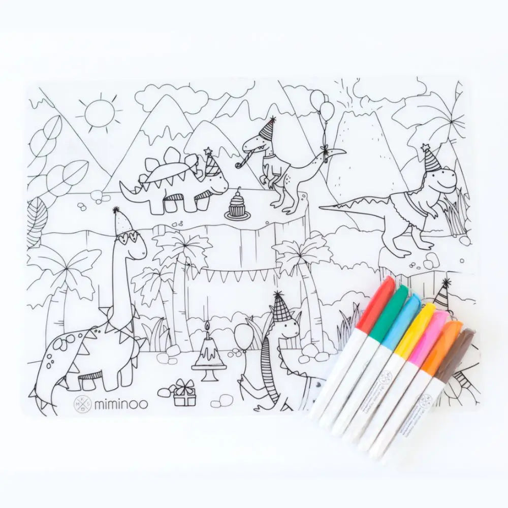Reusable Coloring Tablemat - Dinosaurs - Lulie