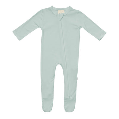 kyte zippered footie sage green